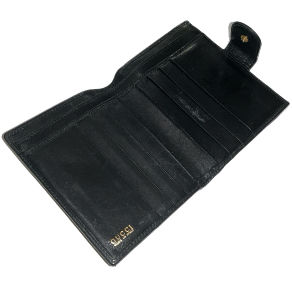 Vintage Gucci Wallet - Black Leather with GG Black Web Canvas Fabric - Serial # - Picture 3 of 12